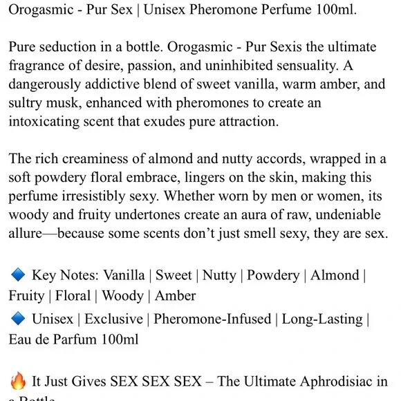 Orogasmic Pur Sex Pheromones Extract de Parfum - Rose Gold Bottle 100 ml full - Picture 4 of 4